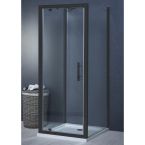 Aqua i 3 Sided Shower Enclosure - 800mm Pivot Door and 800mm Side Panels - Matt Black